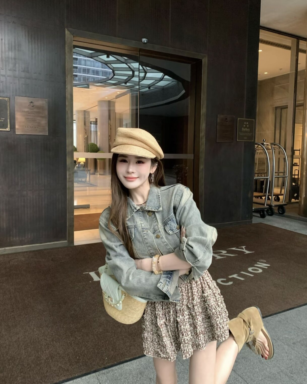 Miss家 韩版时尚百搭显瘦复古色牛仔外套女宽松洋气休闲夹克上衣