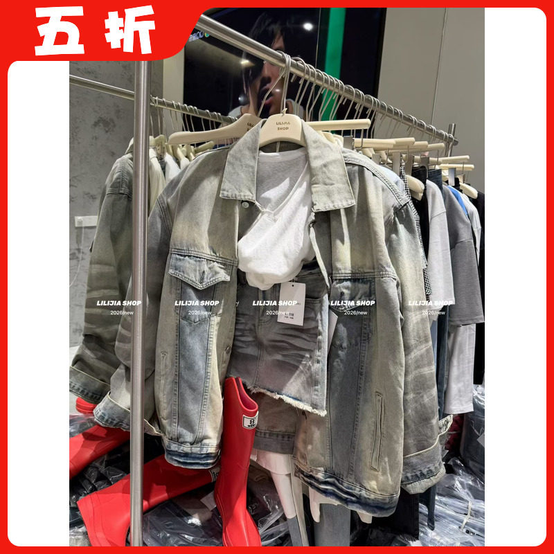 【五折】春秋新款韩版牛仔尖子生水洗牛仔外套+短裙两件套套装女