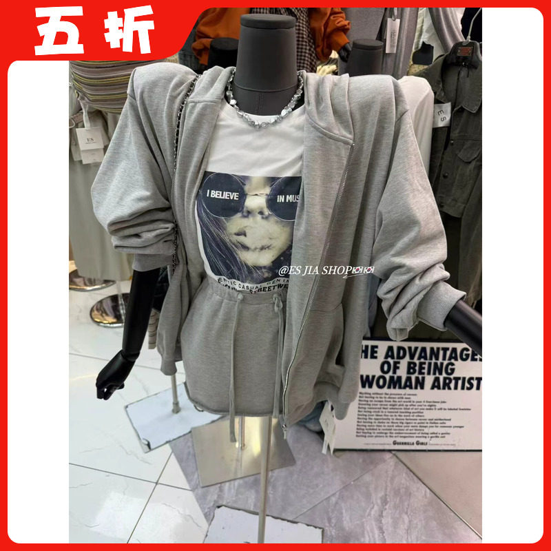 【五折】26秋季新款韩版时尚百搭宽松显瘦连帽卫衣+短裙两件套装