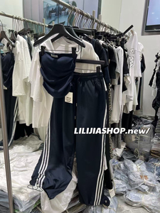 Miss家 2025夏季新款时尚百搭显瘦抹胸上衣+高腰阔腿裤两件套女