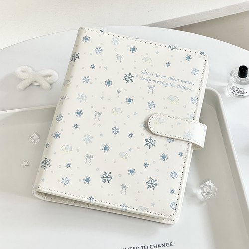 韩系冬日雪花皮质卡册活页可拆卸