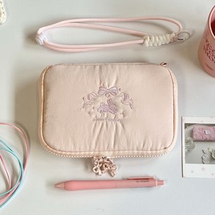 可爱芭蕾兔收纳包少女心文具小卡护照包高颜值外出收纳整理零钱包