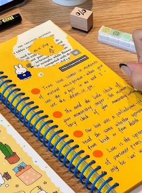 原创黄色竖条科目本高颜值线圈本学生便携笔空白记本手账日记本子