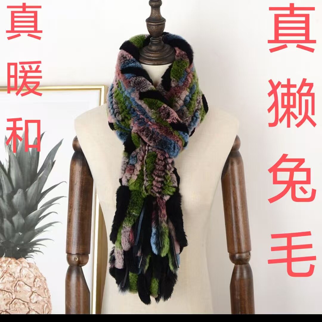 围巾女秋冬季獭兔毛编织韩版新款双面加厚保暖时尚百搭特价流苏
