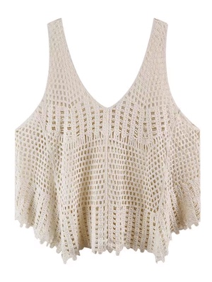 女设计感无袖上衣镂空外搭小众罩衫夏季波西米亚风v领吊带背心