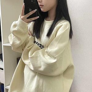 美式复古小个子长袖卫衣女春秋2024新款宽松圆领潮牌慵懒chic上衣