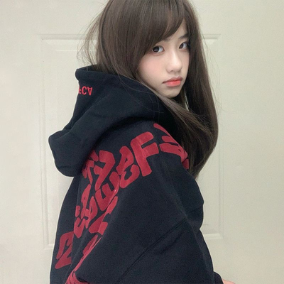 设计感连帽卫衣女oversize宽松慵懒垂坠感秋冬加绒300斤美式外套