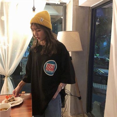 超火爆款短袖t恤女夏宽松韩版百搭2025新款ins潮慵懒风百搭上衣服