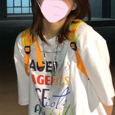 夏季2025新款宽松盐系短袖t恤女学生古着慵懒bf风甜辣百搭上衣ins