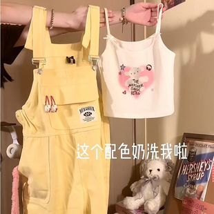 多巴胺女孩穿搭女2025年夏季 减龄小吊带辣妹酷女孩潮ins 新款 韩版