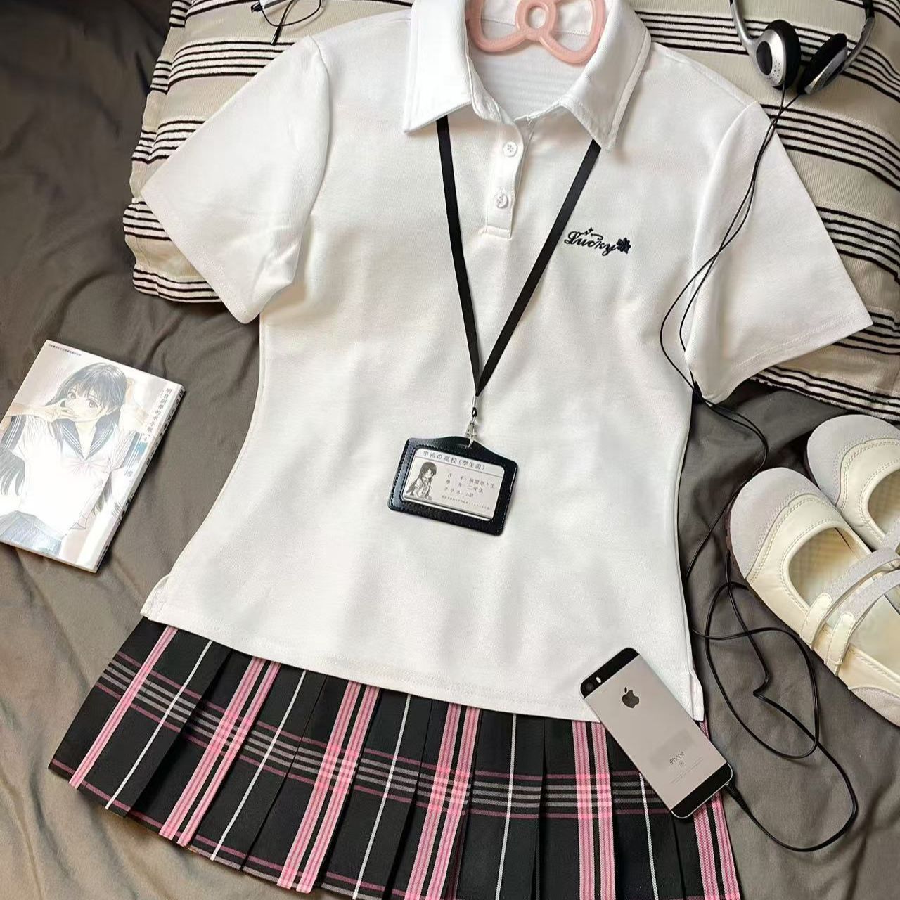 夏季JK制服短袖女学生纯色基础款通勤百搭学院风校供感衬衫上衣潮