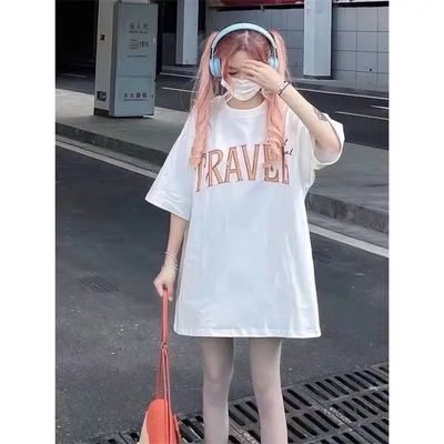 美式复古国潮高街白色短袖t恤女宽松夏季oversize慵懒风休闲上衣
