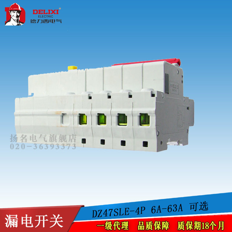 DZ47sLE4P 63A 德力西漏电断路器 小型低压空气开关断路器4极四线
