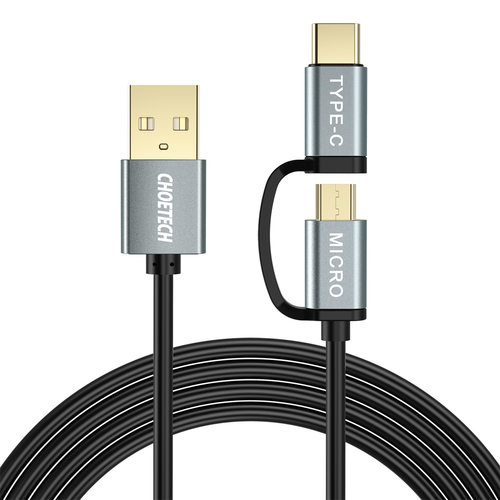新款安卓手机充电线USB转Micro /USB C一拖二数据线组合