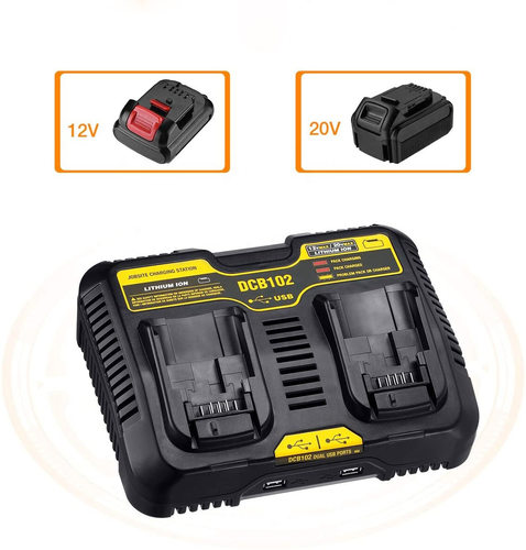 替代德伟DewDCB102电动工具10.8V-20V充电器 可同时双充锂电池
