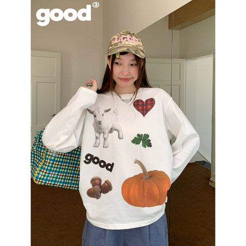 美好商店MeihaoStore「秋日农场」good丰收季秋日农场手账长袖T恤