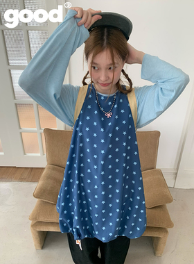 美好商店MeihaoStore糖分超标「蓝莓星」满印星星蓝色无袖连衣裙