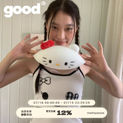 美好商店MeihaoStore敲可爱爱心眼罩猫咪耳朵轮廓吊带背心