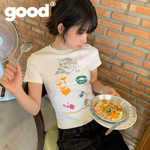 美好商店MeihaoStore满满爱意的猫咪生活用品小板型短袖T恤