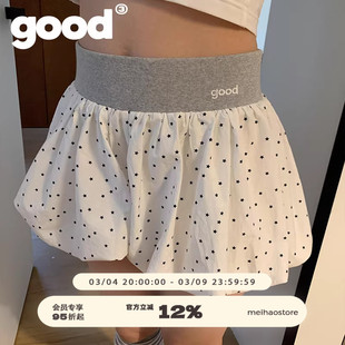 美好商店MeihaoStore星星波点灰白拼接蓬蓬花苞裙裤