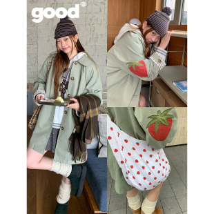 美好商店MeihaoStore「莓有点红」期待冬日草莓贴布绣娃娃领风衣