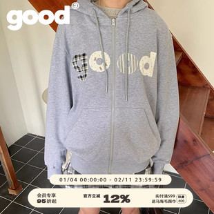 美好商店MeihaoStore基础good贴布绣连帽开衫卫衣外套