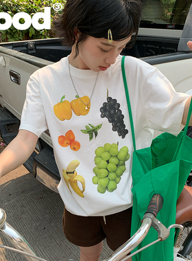 美好商店MeihaoStore敲适合夏日的冰纷果蔬纯棉短袖T恤