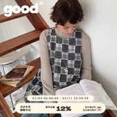 美好商店MeihaoStore百家布格纹无袖 背心花苞简约风连衣裙