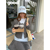 美好商店MeihaoStore「可爱点」邻家风灰色针织开衫 百褶裙套装