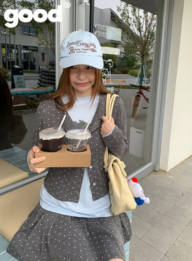 美好商店MeihaoStore「可爱点」邻家风灰色针织开衫百褶裙套装