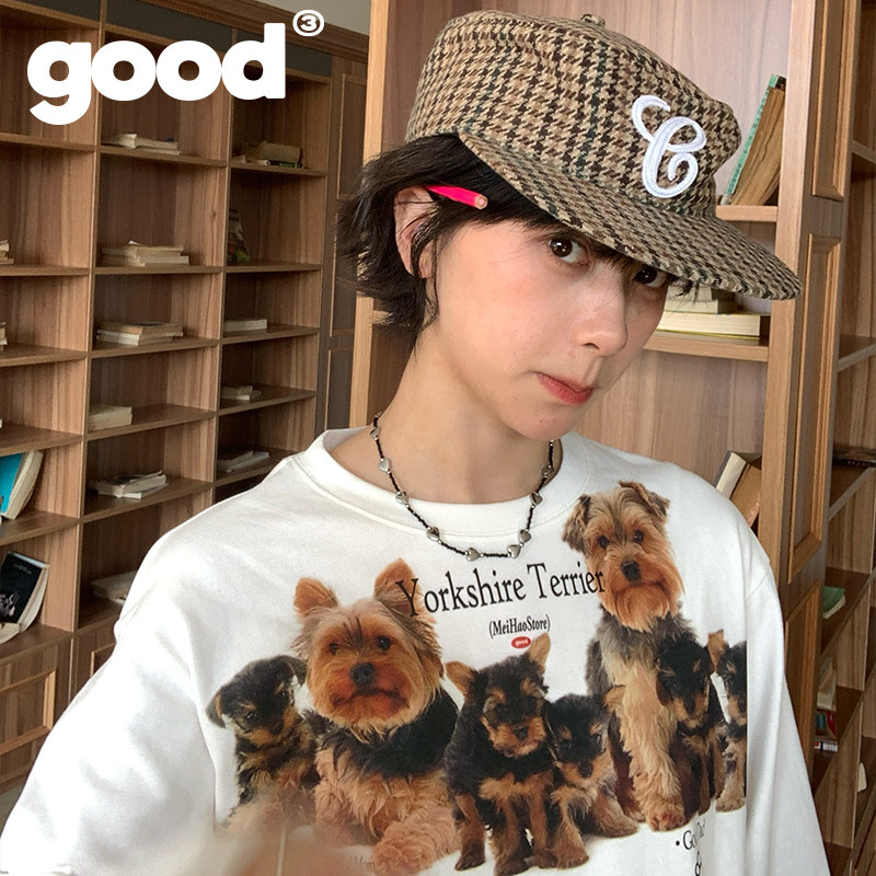美好商店MeihaoStore萌物暴击约克夏小狗家族白色长袖T恤图片