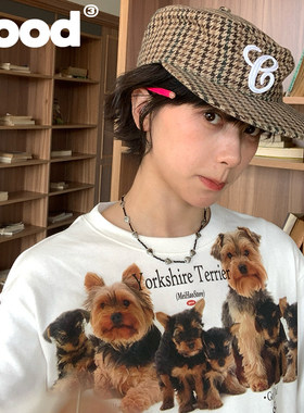 美好商店MeihaoStore萌物暴击约克夏小狗家族白色长袖T恤