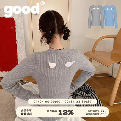 美好商店MeihaoStore天使小翅膀基础修身薄款毛衣打底衫