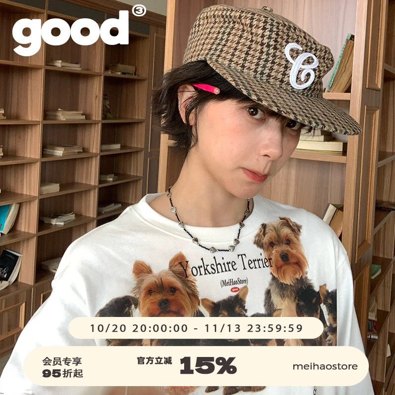 美好商店MeihaoStore萌物暴击约克夏小狗家族白色长袖T恤