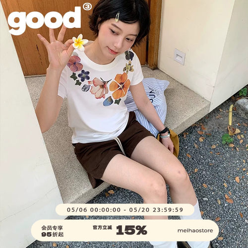 美好商店MeihaoStore夏日生机勃勃永不凋零花朵小板型短袖T恤