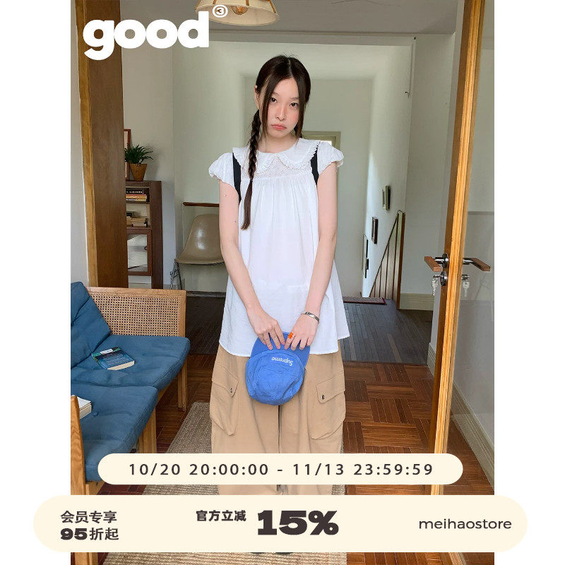 美好商店MeihaoStore「七分甜」白水邻家女孩纯白娃娃领连衣裙