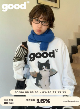 美好商店MeihaoStore「天使降临」 good奶牛小猫纯棉磨毛长袖T恤