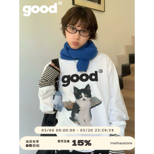 美好商店MeihaoStore「天使降临」 good奶牛小猫纯棉磨毛长袖T恤
