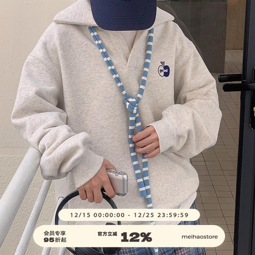 美好商店刺绣翻领polo卫衣加绒