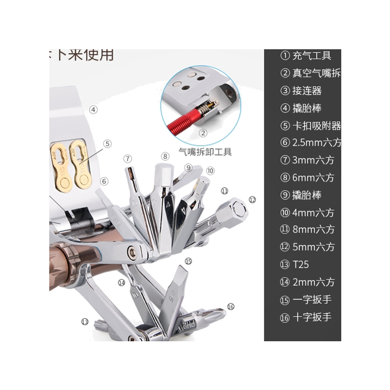 CXWXC山地公路自行车便携迷你修车工具组二氧化碳CO2高压充气瓶嘴