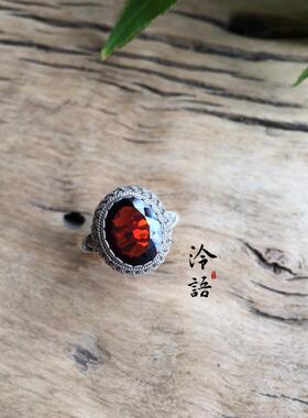 精工镶嵌石榴石戒指