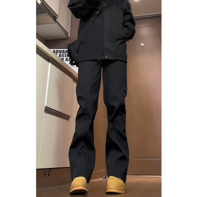 旗下minette 美式潮流休闲裤女直筒裤冬季加绒保暖户外防水冲锋裤