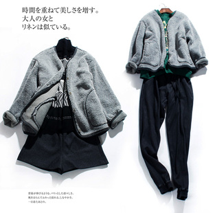 秋冬新款厚仿羊羔毛短外套女韩版圆领宽松颗粒羊羔绒皮毛一体夹克
