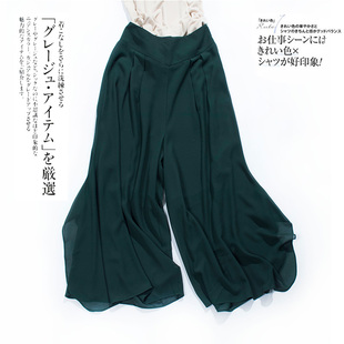 走路生风 飘逸垂坠 后松紧高腰显瘦薄款宽松8分阔腿裤女裙裤 夏