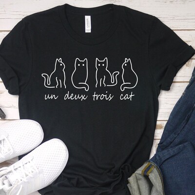 Un Deux Trois Cat Tshirt Cat Kitten T-Shirt Causal Cat Lover