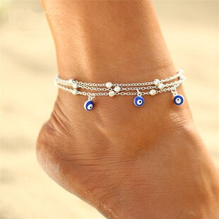Beads Chain Beach Anklets Blue Eyes Pendant Foot Bracelet