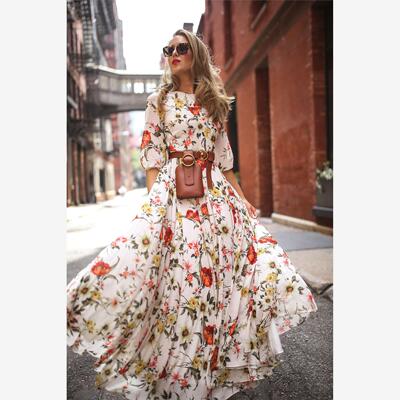 s Boho Floral Maxi Dress Party Evening Summer Beach Sundress