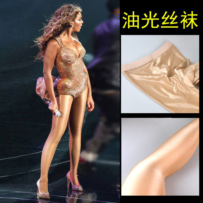 70D夜店歌手ds舞台油亮舍宾袜演出油光连裤袜反光丝袜油亮闪光袜