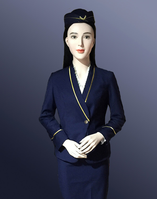 迎宾美女仿真机器人-24小时迎宾高端大气幽默对话知识问答陪护