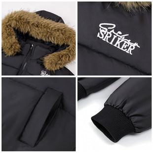 黑色毛领连帽短款收腰夹棉棉服修身外套女款冬季2025新款加厚棉袄